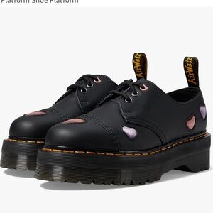 DR. MARTENS Women’s 1461 Quad Heart Leather Platform Shoes Size 11 BRAND NEW